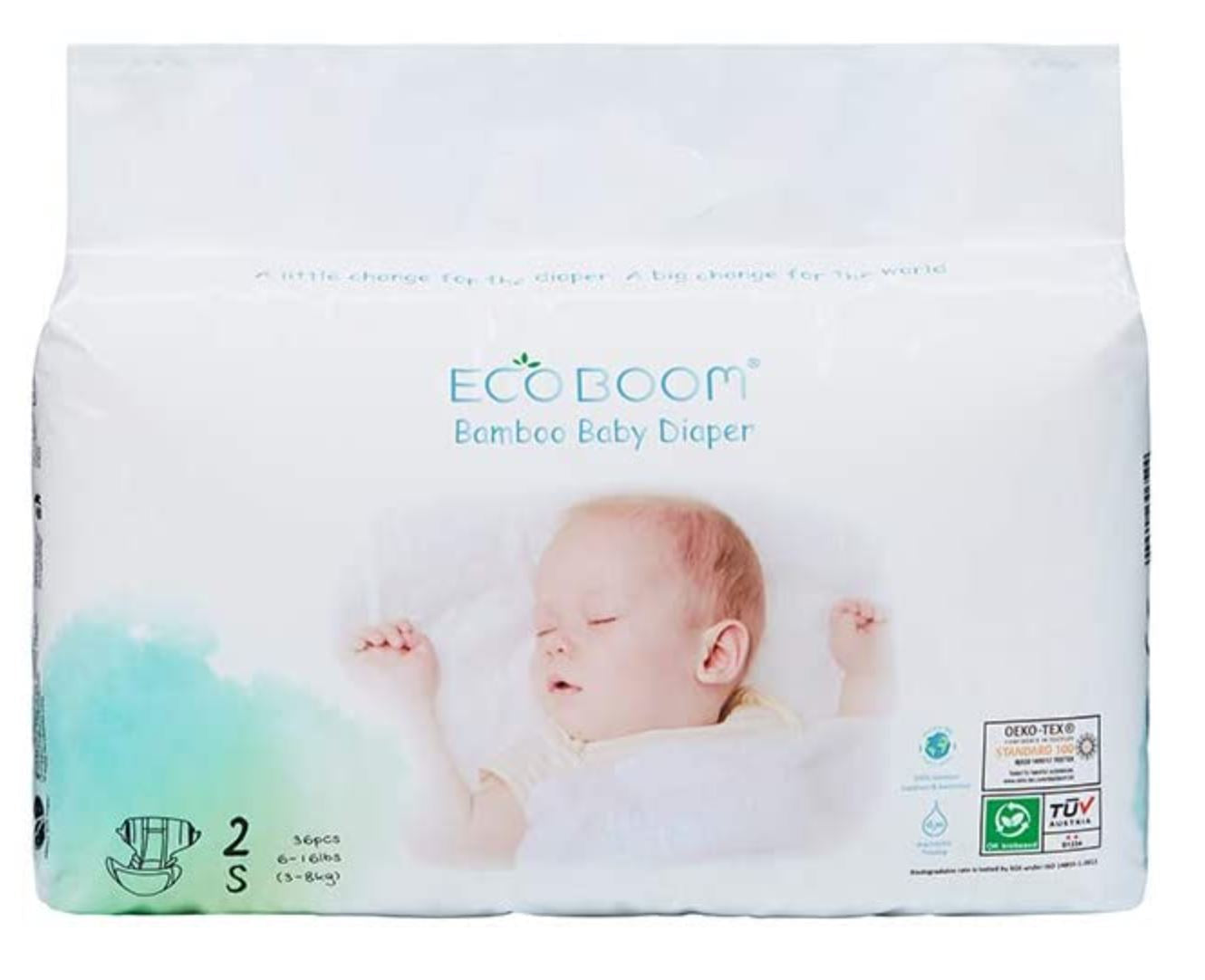 ECOBOOM Bamboe Eco Wegwerp luiers 34 Stuks - Maat New Born (<4.5kg)-0
